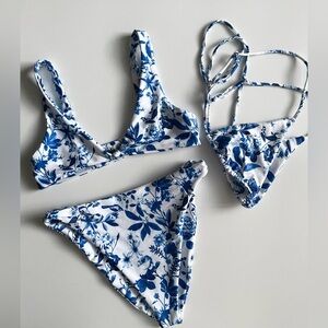 Skatie Penny Top Small & Ella Top & Salty Bottoms Medium in print Wisteria NWOT